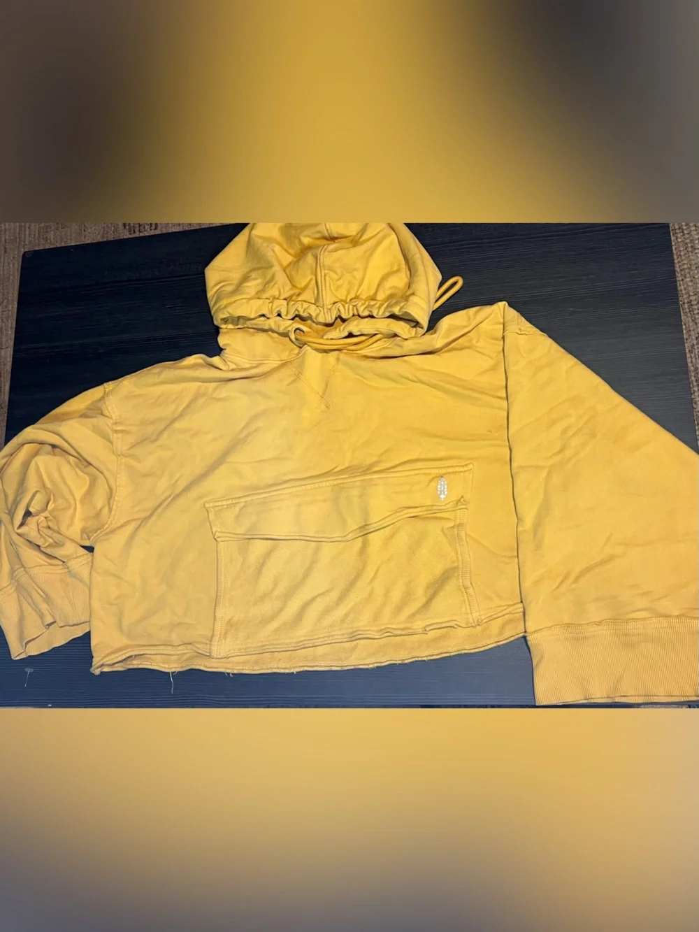 FP Movement Rapids Cropped Hoodie Dandelion Yellow Flared Bell Sleeve Small S